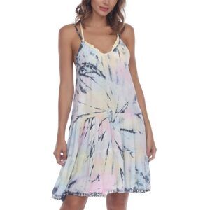 Raviya Womens Tie-Dye Dress Cover-Up Gray S